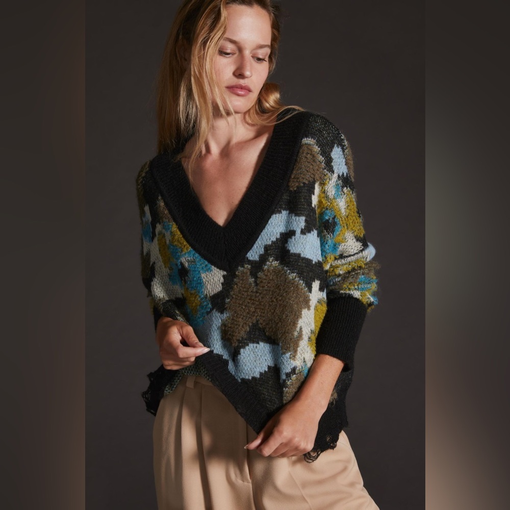 ✨ Anthropologie Drop Shoulder V-Neck Sweater Sz M